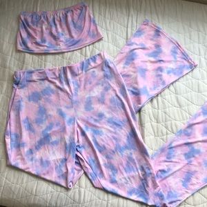 flare pants and crop top set
